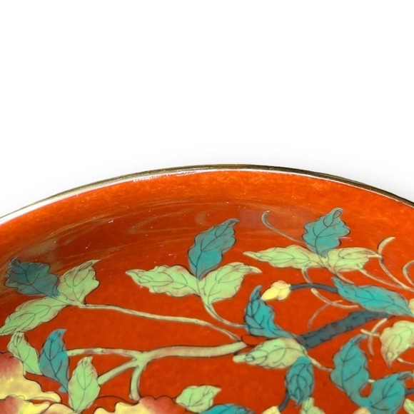 Vintage Rice Bowl Floral Oxblood Red Ceramic Made in Hong Kong - Picture 8 of 11